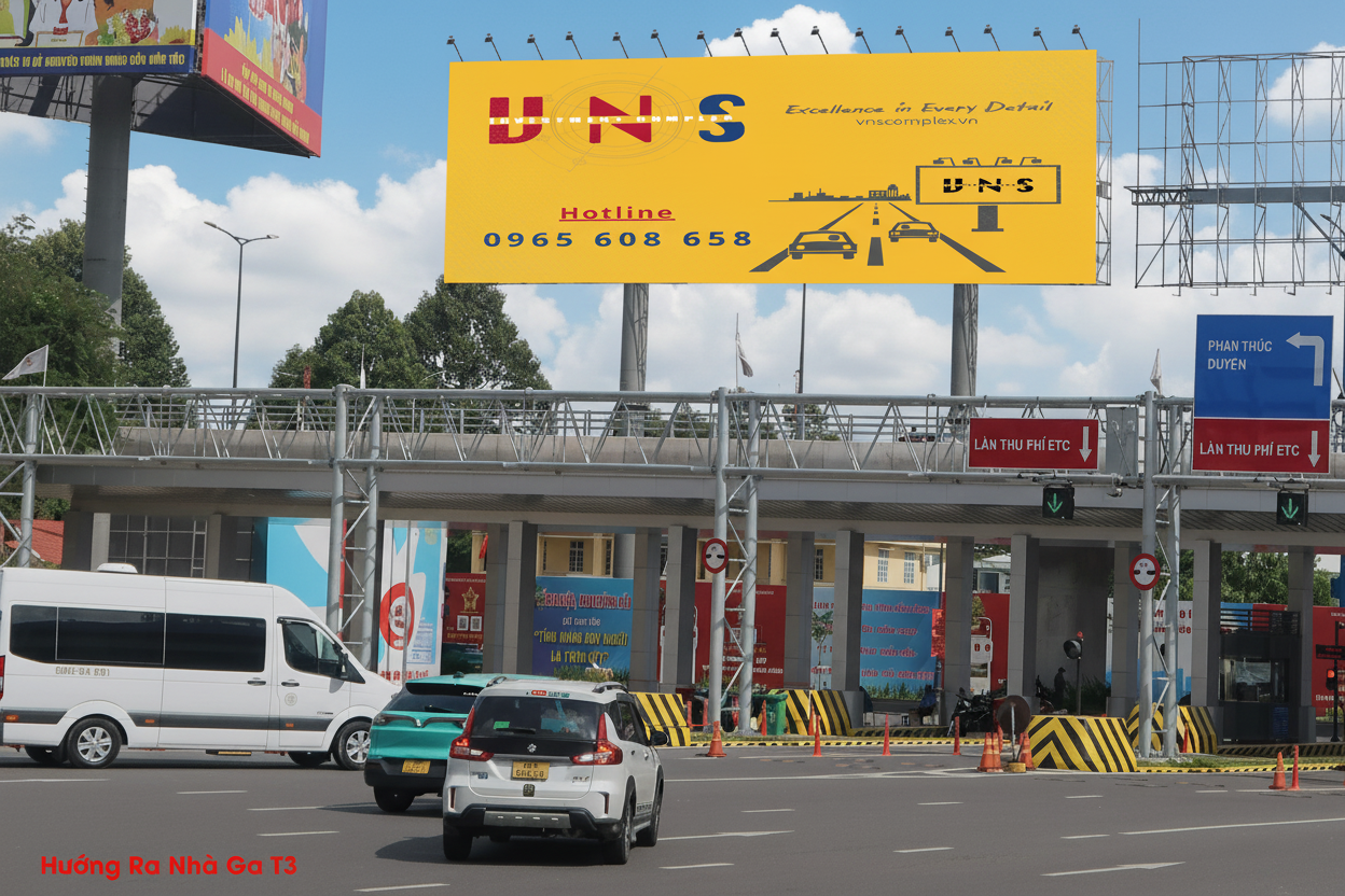 Pano trực diện ngay sau trạm thu phí - Lối ra nhà ga T3